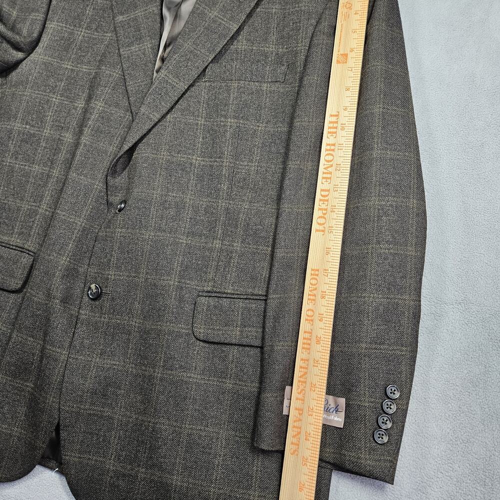 Jos A Bank Blazer Mens 46R Wool Brown Fleece Rich Sportcoat Jacket Windowpane - Picture 13 of 16